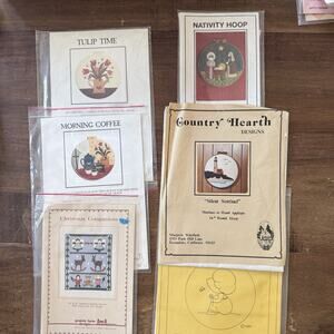 5 Lot Jan Kornfeind Country Hearth Applique Hoop Pattern Originals Plus More T68